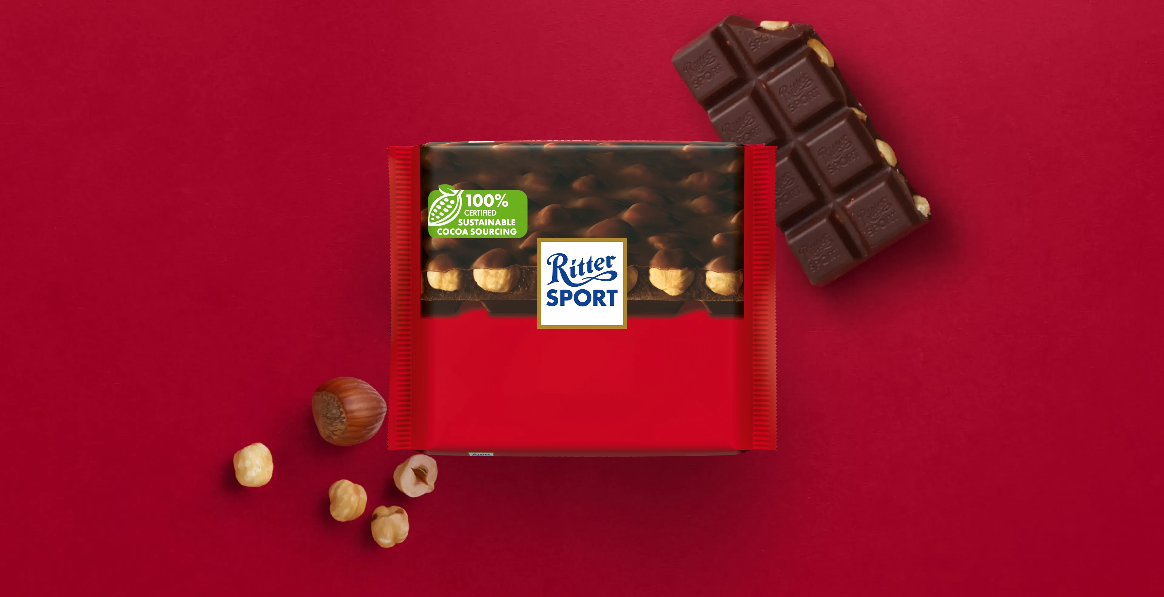 Ritter Sport Dark Chocolate with Whole Hazelnuts 100g