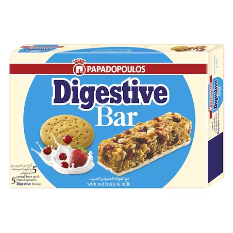 Papadopoulos Digestive Bars With Red Fruits And Milk Chocolate - 140g