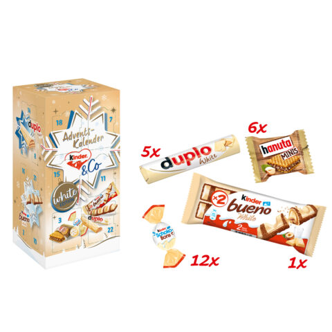 Ferrero Kinder  White Advent Calendar with Chocolate Specialities from Ferrero and Kinder - 1 Calendar of 263 g